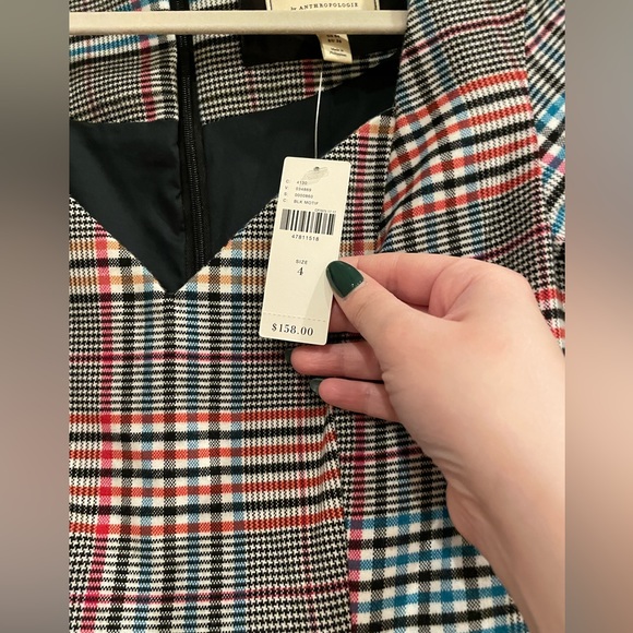 Anthropologie NWT plaid cap sleeve dress size 4 - Picture 2 of 4